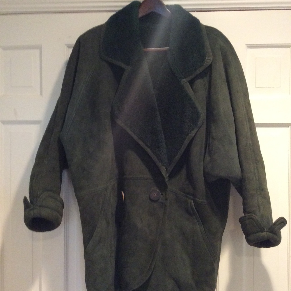 Shearling jacket Noviello Bloom   Hunter green